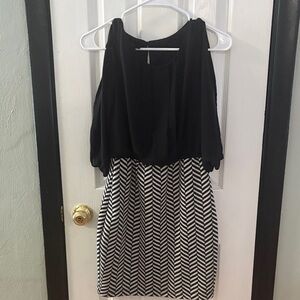 Iz Byer Black and White Chevron Skirt Set